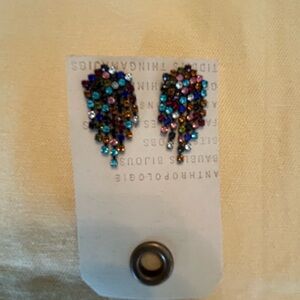 Anthropologie Blue and Purple Crystal Earrings